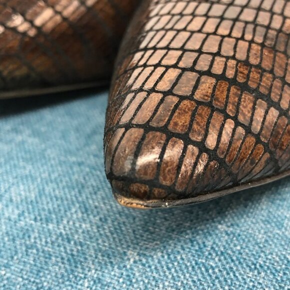 J. Renee leather & suede - Adan black & brown gold heeled pointed pumps size 11M - Picture 15 of 16